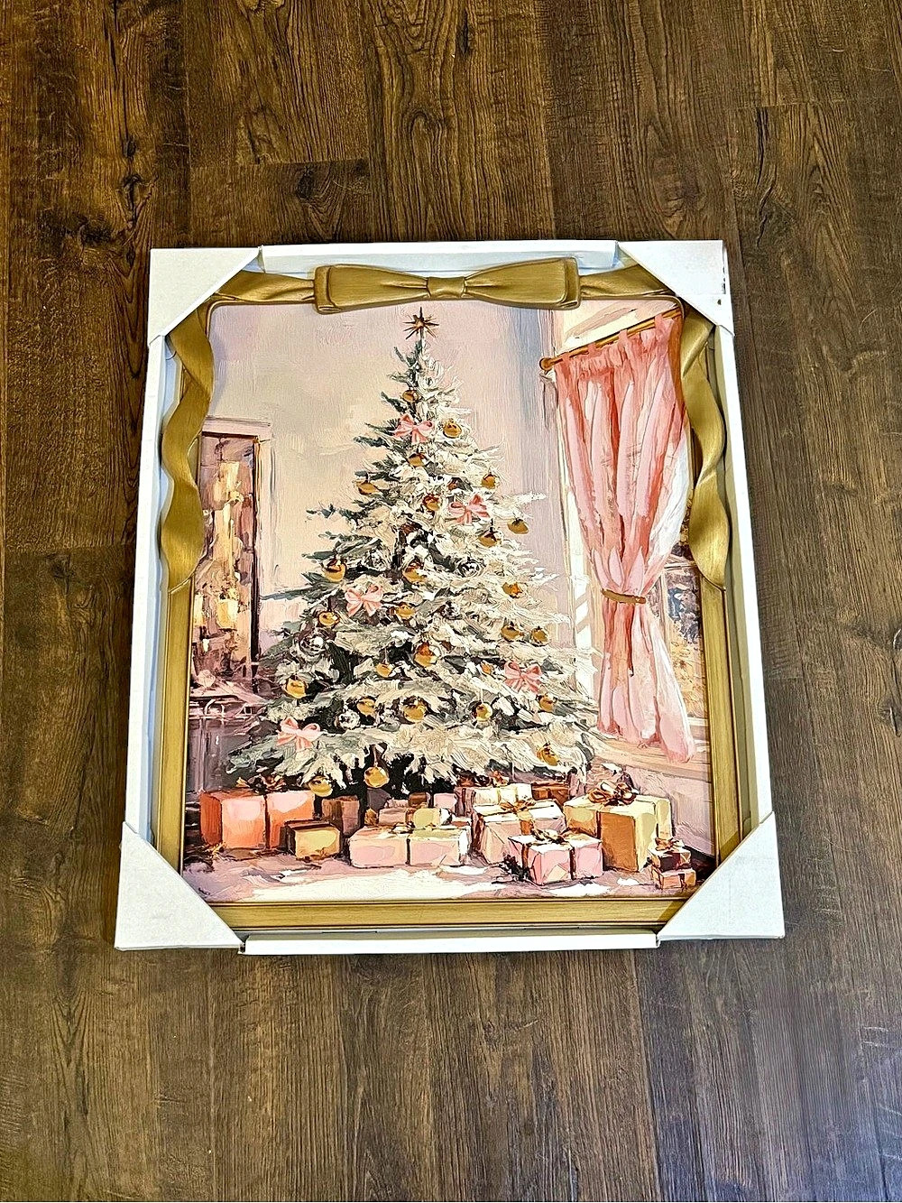 Pink Bow Christmas Tree Framed Wall Decor